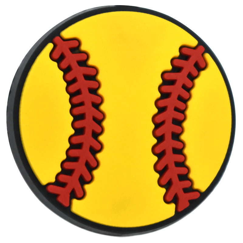 Wholesale Random 100pcs/pack  Ball sports series perforated thick patch soft rubber handmade burnt beads