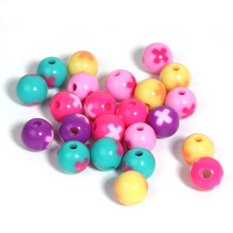 Wholesale 20pcs/pack Creamy Candy Two-color Plum Blossom Butterfly Print Loose Beads