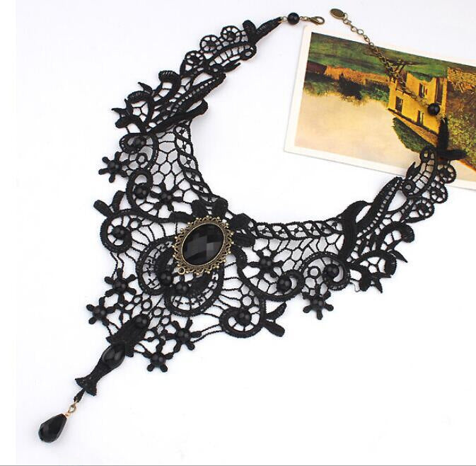 Wholesale Gothic Lace Necklace Black Clavicle Chain