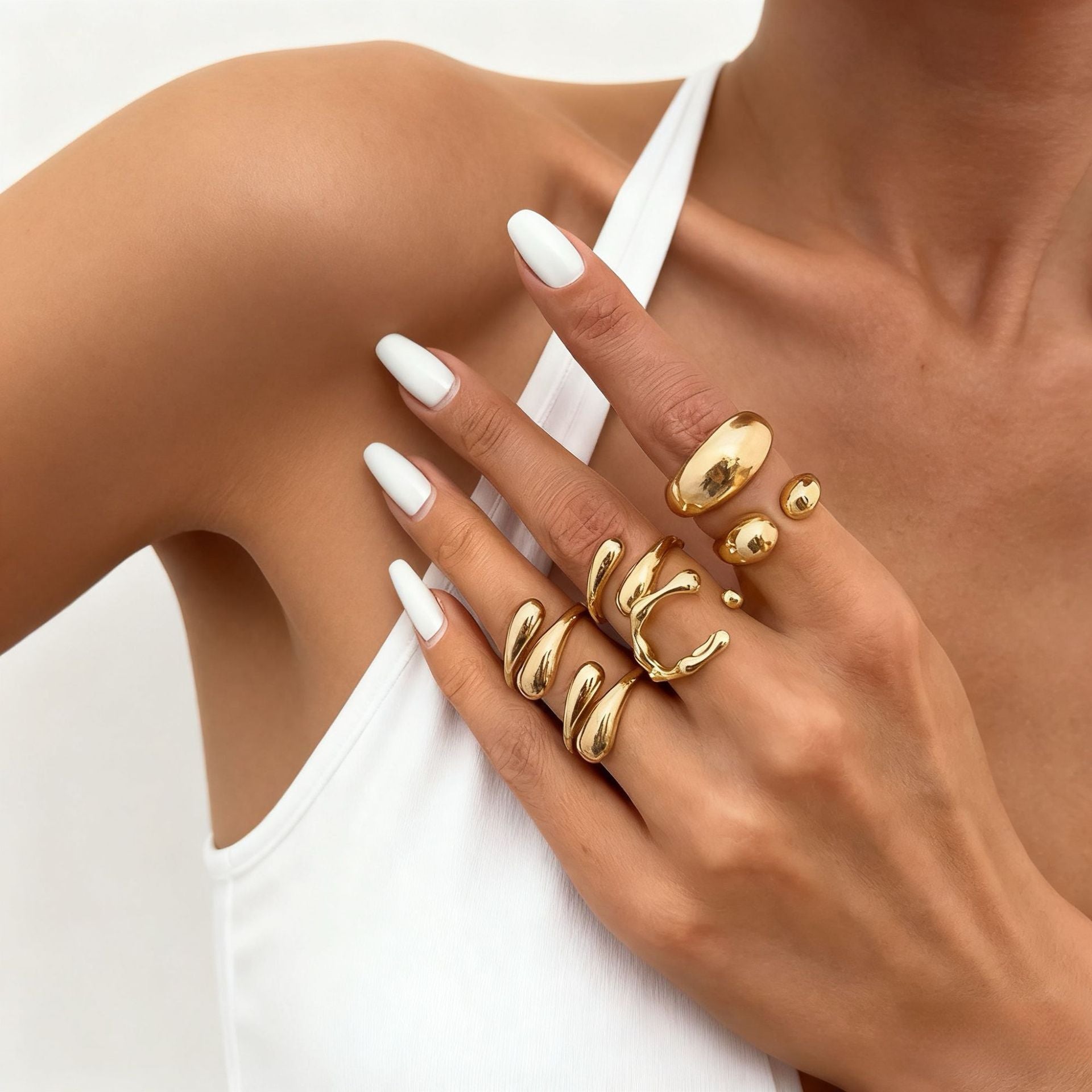 Wholesale Geometric Retro Irregular Diamond Set Ring Set