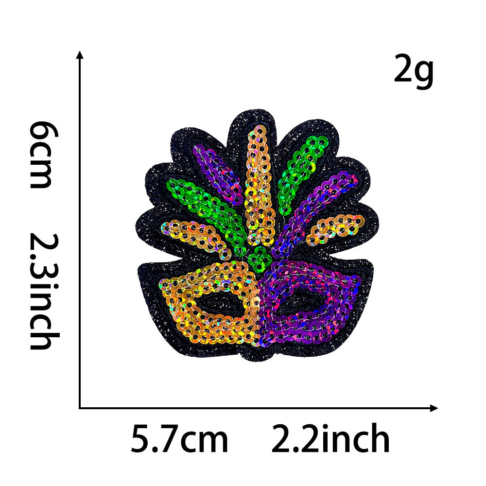 Wholesale Embroidered Iron On Patch New Orleans Carnival King Cake Mask Design Party Coat Decoration Fashion Accessory