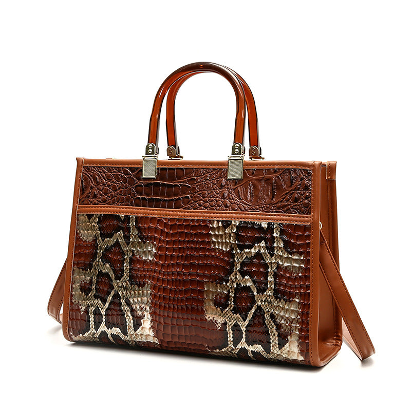 Wholesale PU High-capacity Crocodile Pattern Single Shoulder Diagonal Handbag