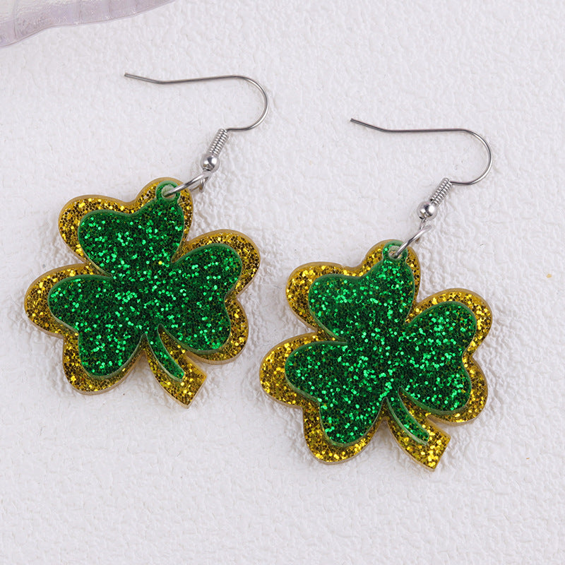 Wholesale St.  Patrick' s Day Clover Hat Butterfly Acrylic Earrings