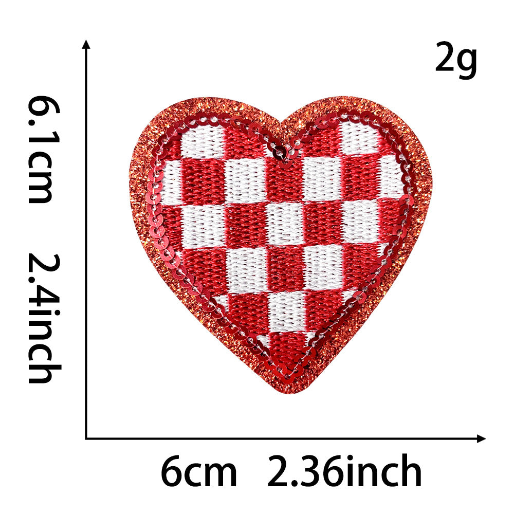Wholesale Love-themed Black and White Blue Checkerboard DIY Patches