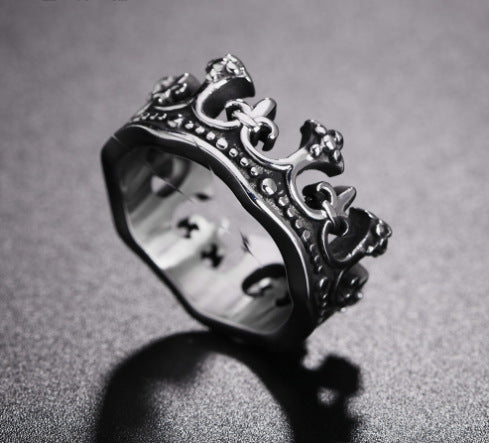 Wholesale Crown Vintage Titanium Steel Ring