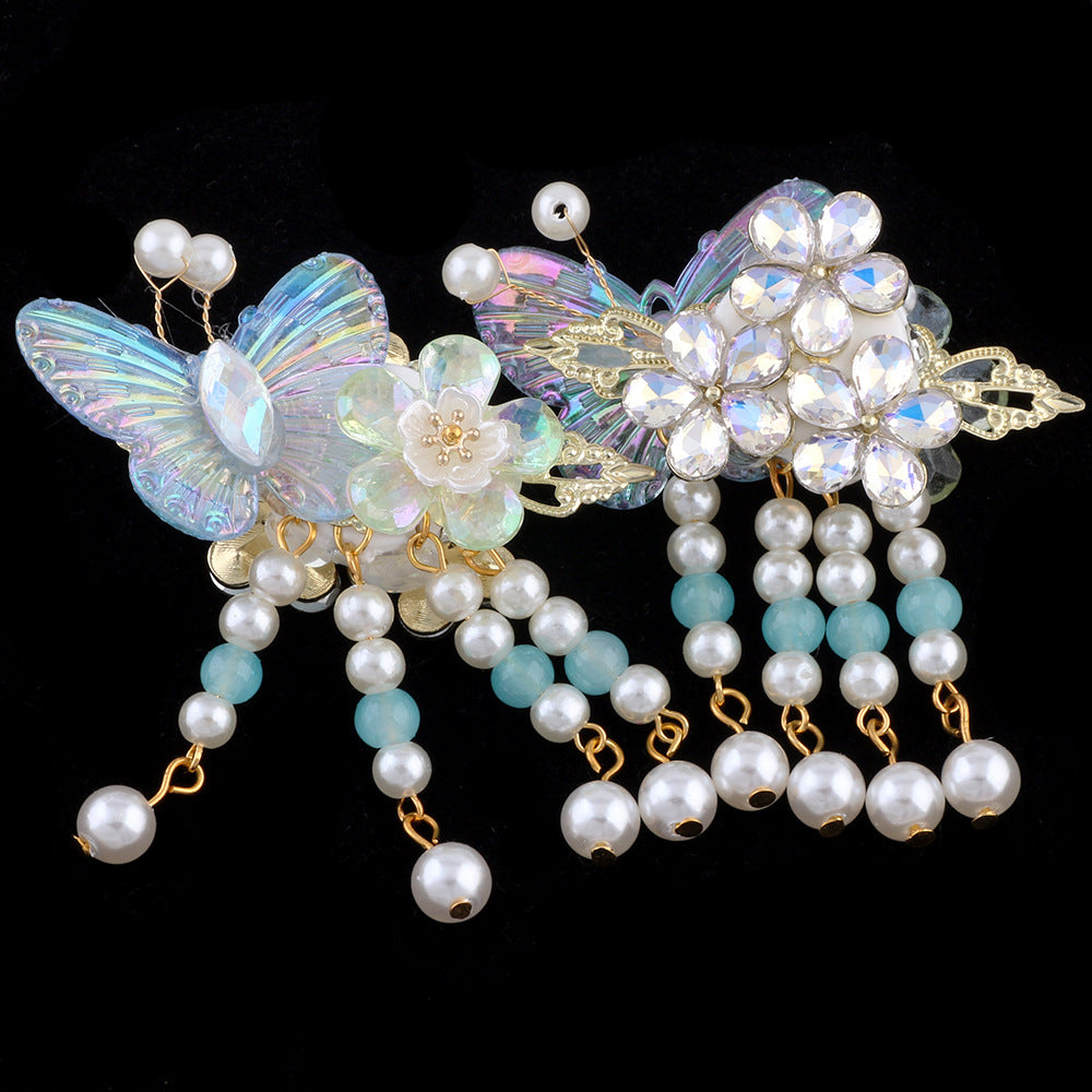 Wholesale 5pcs Butterfly Step Shake tassel Drill Ball Straight Hole Beads
