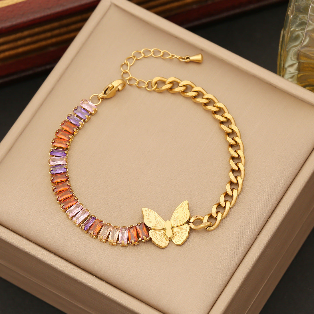 Wholesale Stainless Steel Butterfly Drip Oil Bracelet