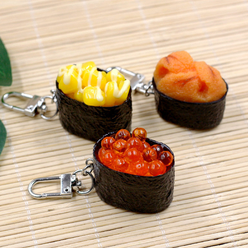 Wholesale PVC Simulation Food Japanese Small Fish Roe Sushi Keychain