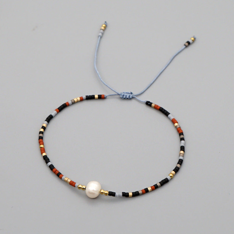 Wholesale Bohemian Glass Pearl Bracelet Handmade Woven Rope Ethnic Jewelry Fashion Accessory
