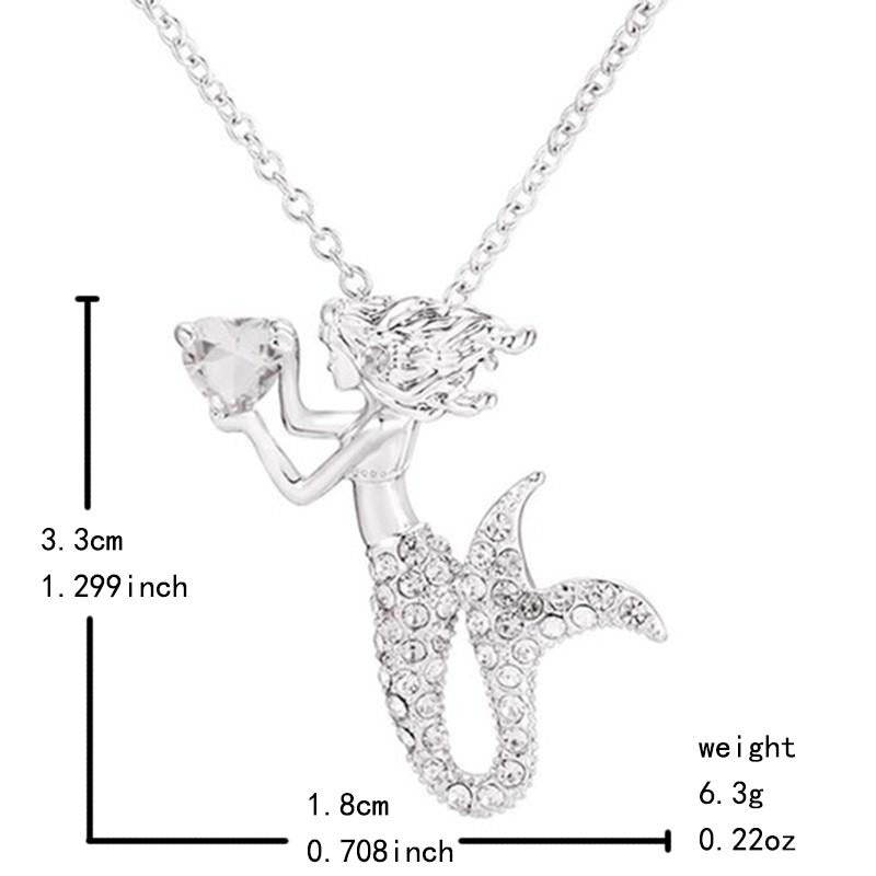 Wholesale mermaid tail neck chain net red with diamond clavicle chain pendant