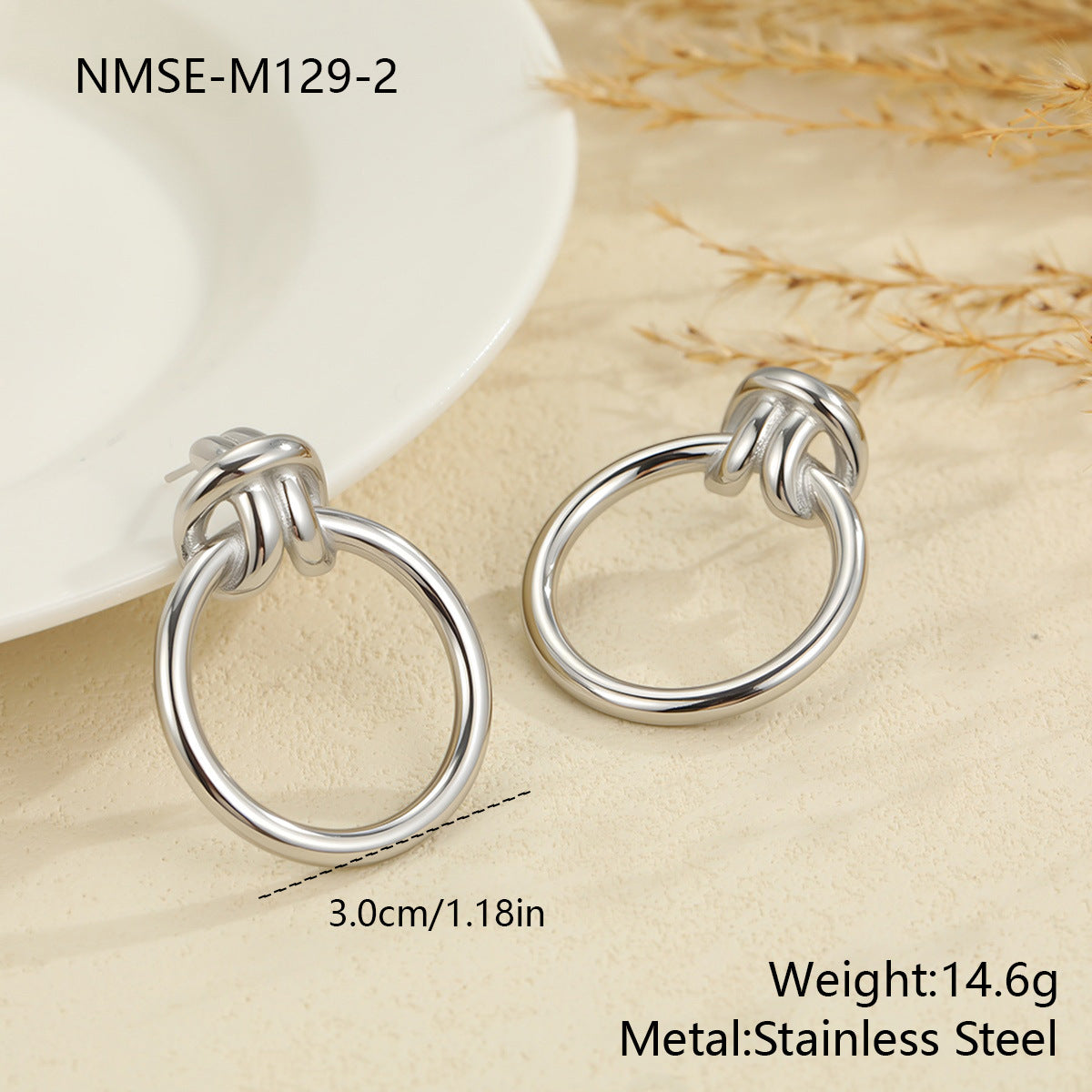 Wholesale Large circular geometric stainless steel earrings