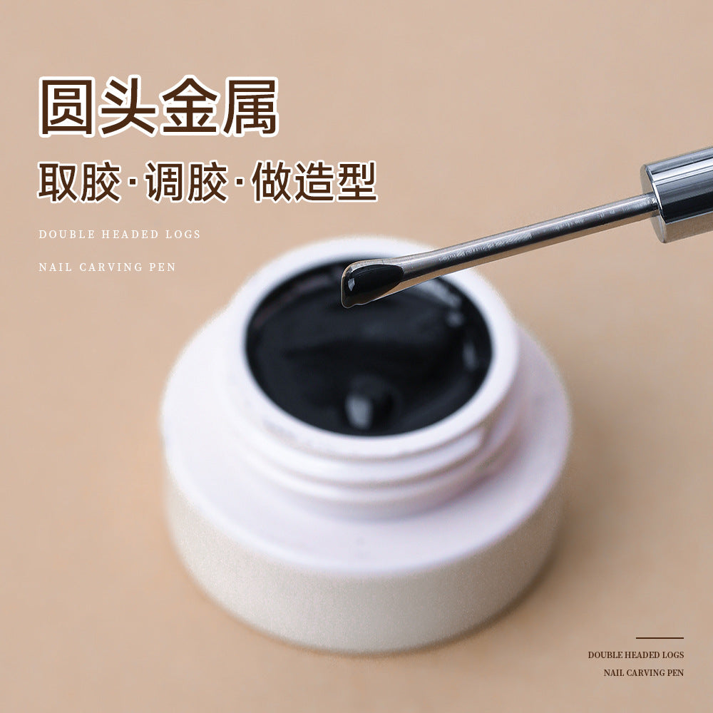 Wholesale Manicure double-headed multifunctional carving pen Japanese style glue scraper embossed painting powder sandalwood pen holder manicure tool