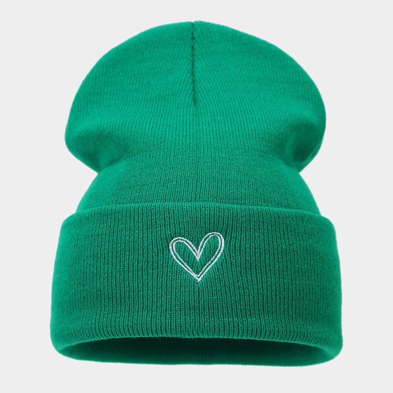 Wholesale Thickened Love Embroidered Acrylic Knitted Hats