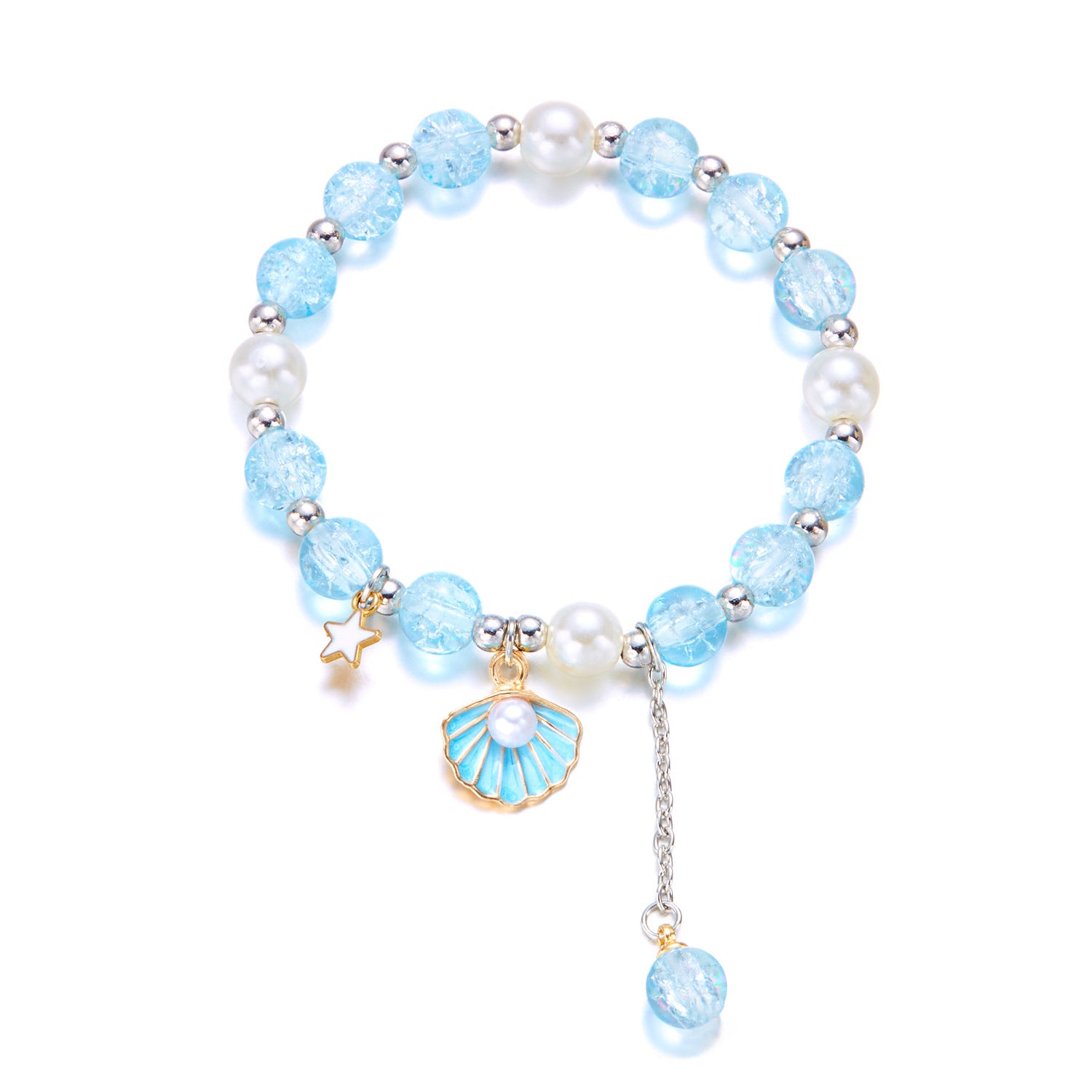 Wholesale Oil Drop Shell Pearl Beaded Bell Braided Rope Bracelet