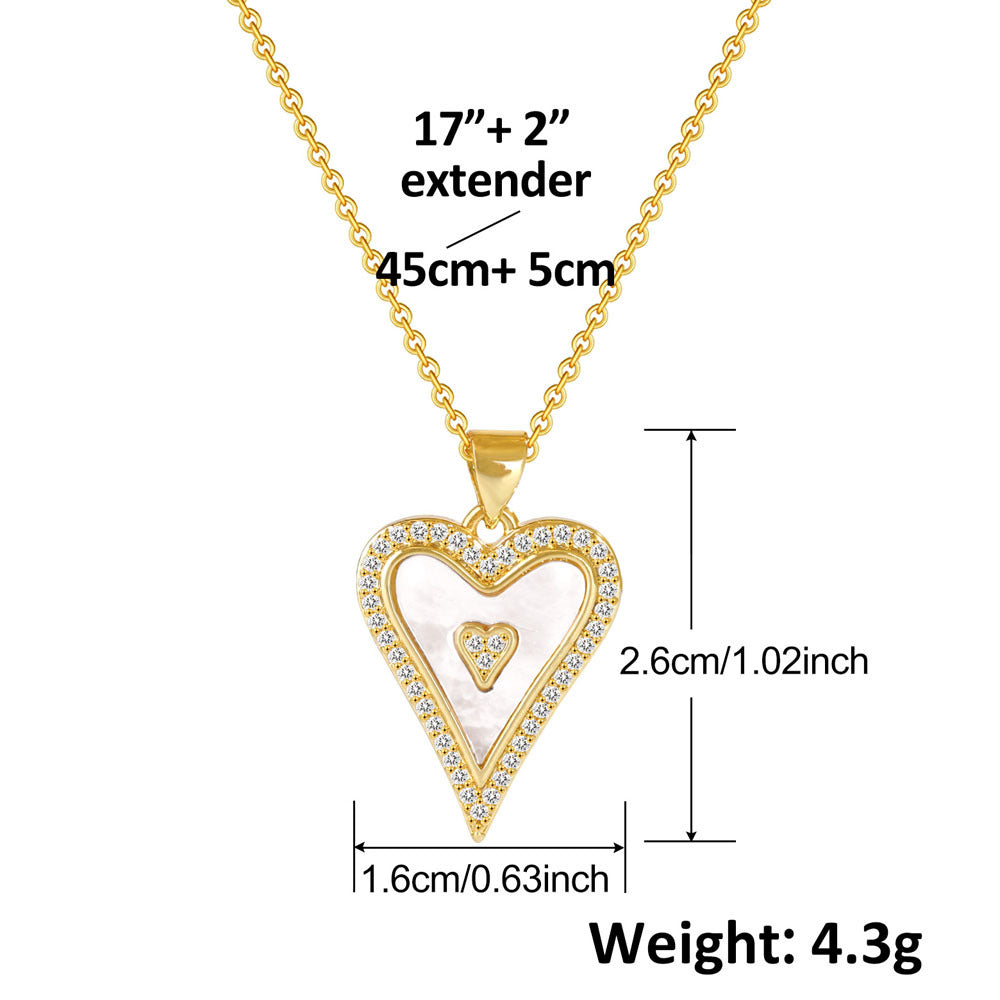 Wholesale Gold Plated Shell Heart Rhinestone Pendant Necklace Chic Everyday Jewelry Gift For Women