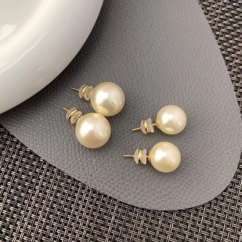 Wholesale 8-14mm milk white pearl round earrings