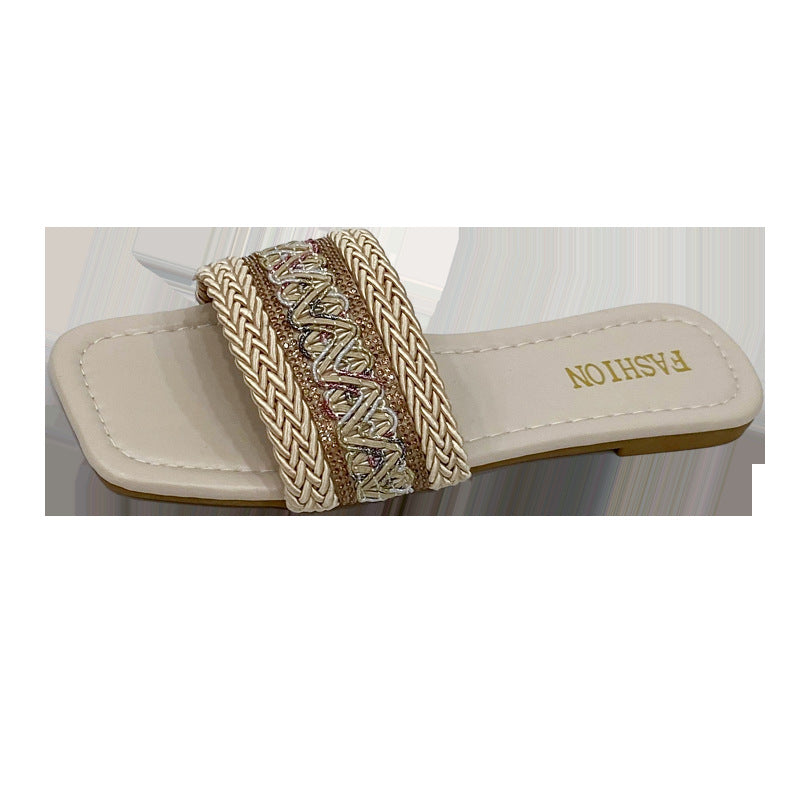 Wholesale Ethnic Fisherman Straw Slippers