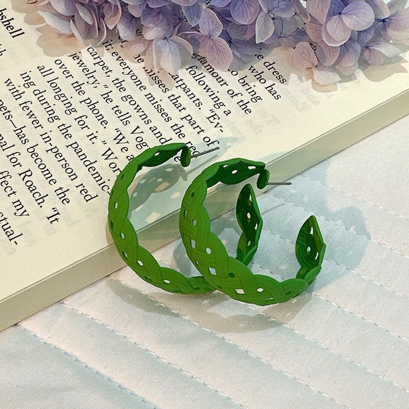 Wholesale Solid Color Big C Shape Candy Color Earrings