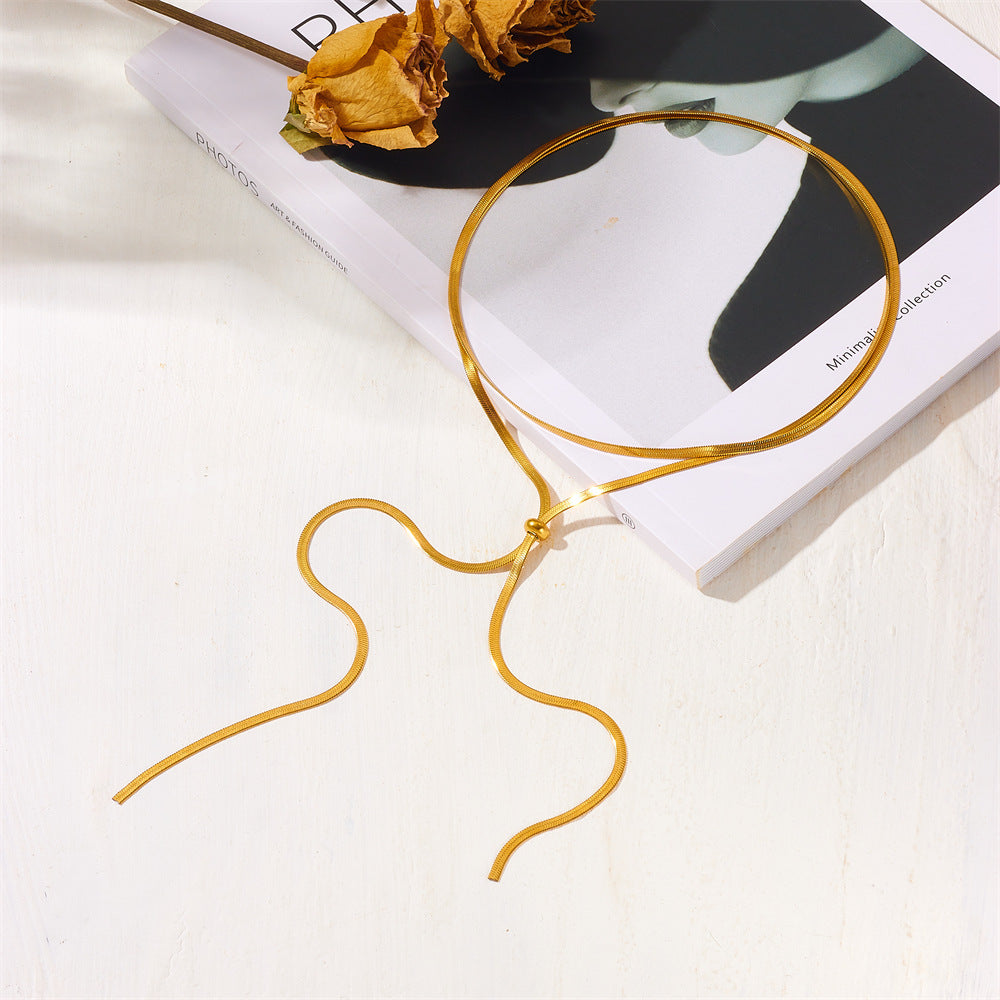 Wholesale Stainless Steel Pull Snake Chain Flat Chain Necklace