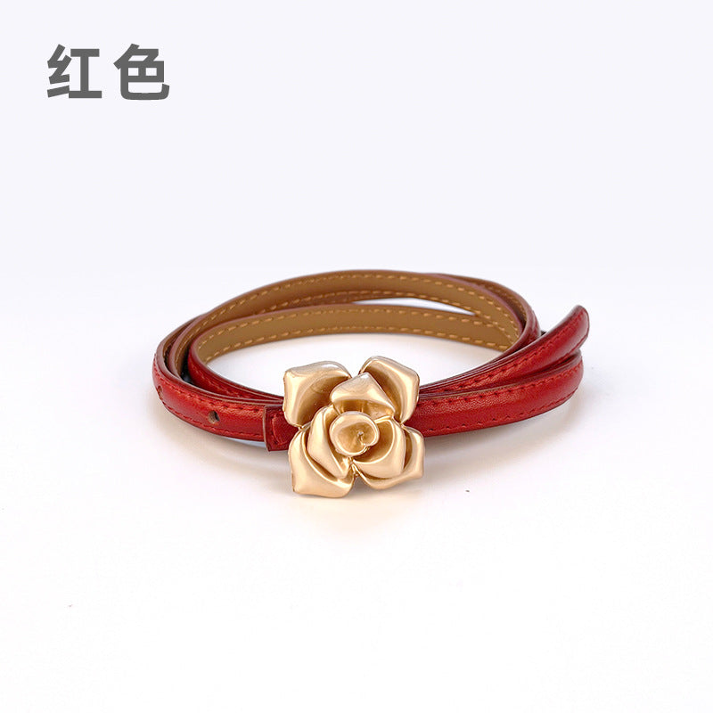 Wholesale Leather Belt for Women with Flower Waistband and Cowhide Leather Belt