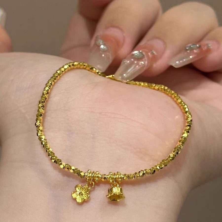 Wholesale Super shiny gold lily of the valley flower bracelet beaded hand jewelry