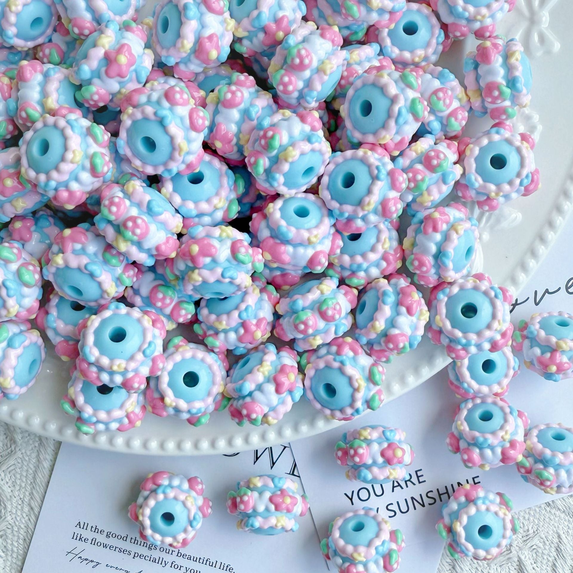 Wholesale 10pcs Cute strawberry flower bead  Acrylic Beads