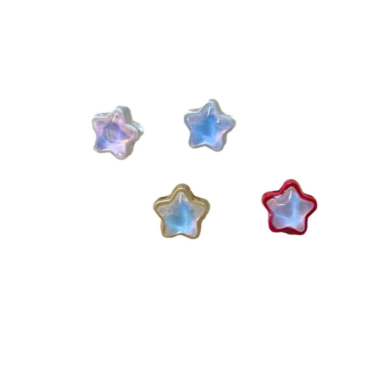 Wholesale 10pcs Double-sided Diamond-studded Four-way Star Alloy Spacer Beads