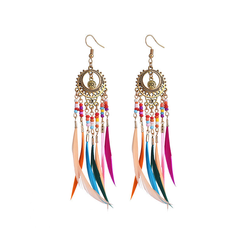 Wholesale Vintage Slender Feather Earrings