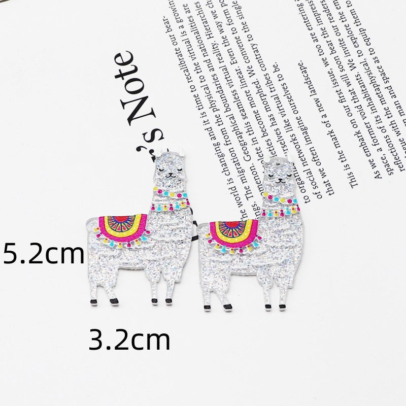 Wholesale  Creative Glitter Cute Alpaca Accessories FlatBack
