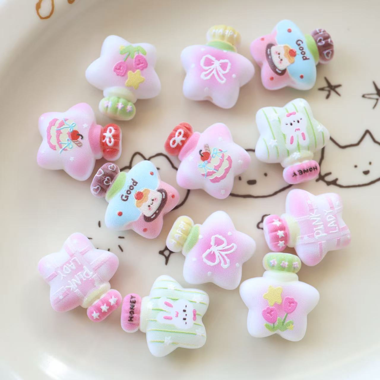 Wholesale 10pcs Wishing bottle embossed printed frosted star bottle DIY beads