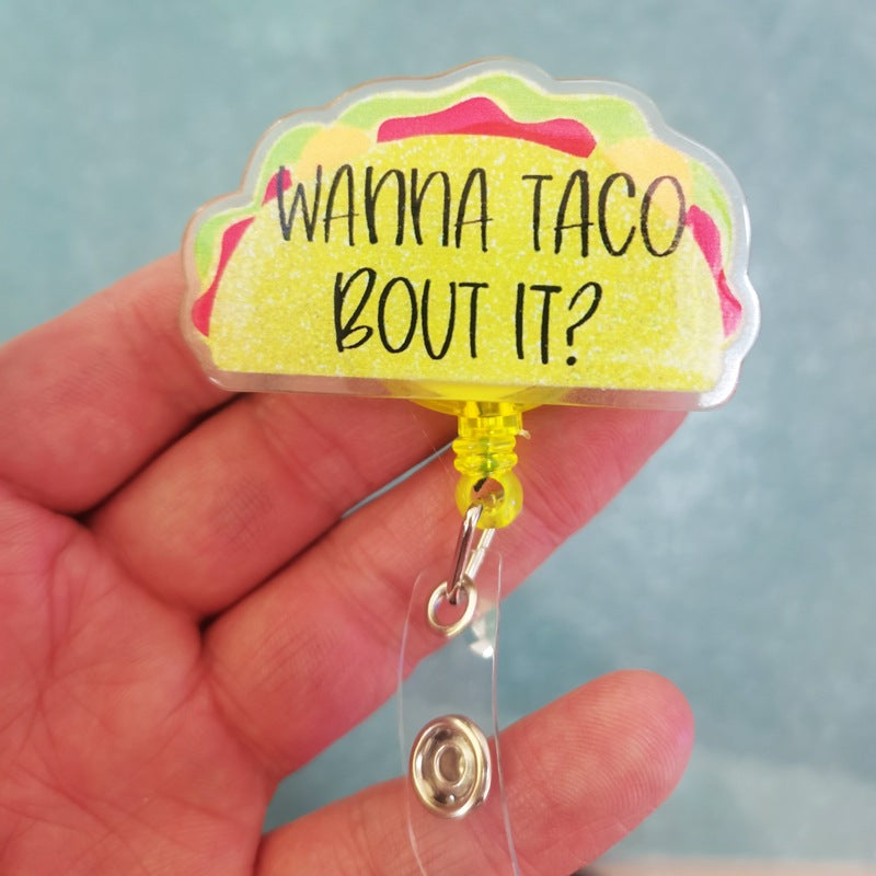 Wholesale Acrylic Teacher Badge Retractable Keychain ID Card Cover Easy Pull Buckle