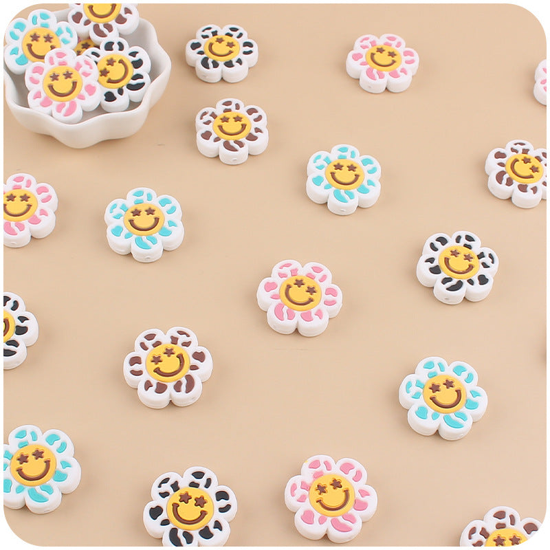 Wholesale Cartoon Flower Smiley Teether Creative DIY Focal Beads