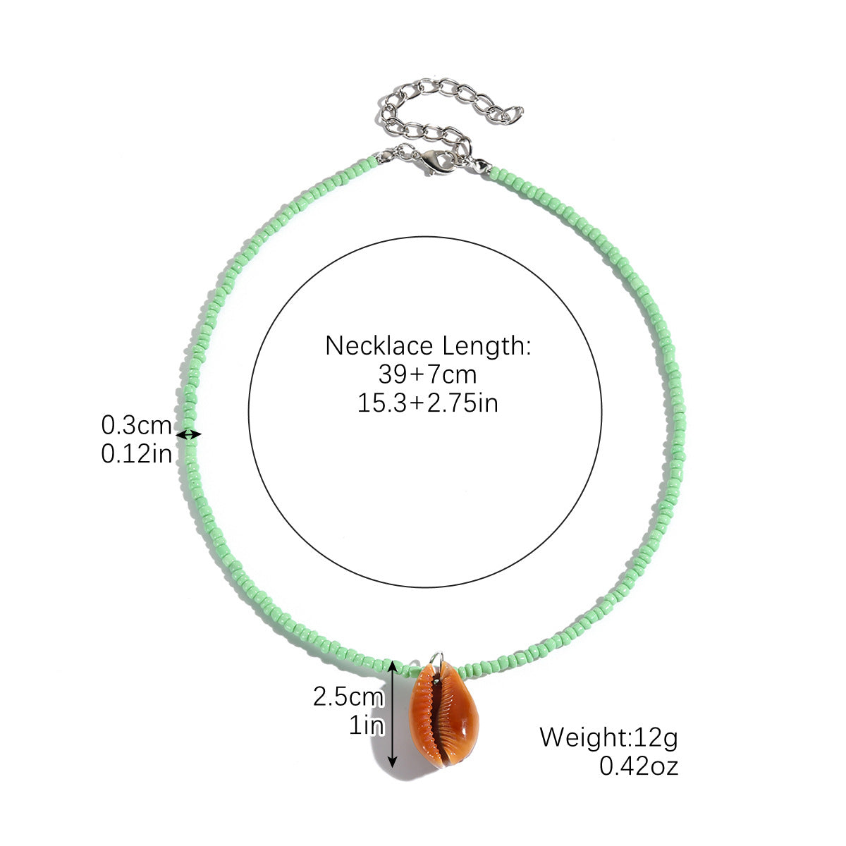 Wholesale Ocean Style Colorful Rice Beads Conch Shell Necklace