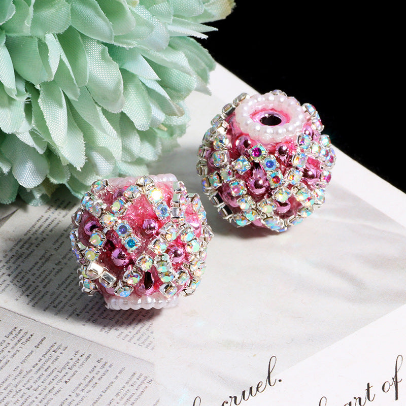 Wholesale 5pcs Diamond-shaped Flower Pattern Hollowed-out Snowflake  Crystal Beads