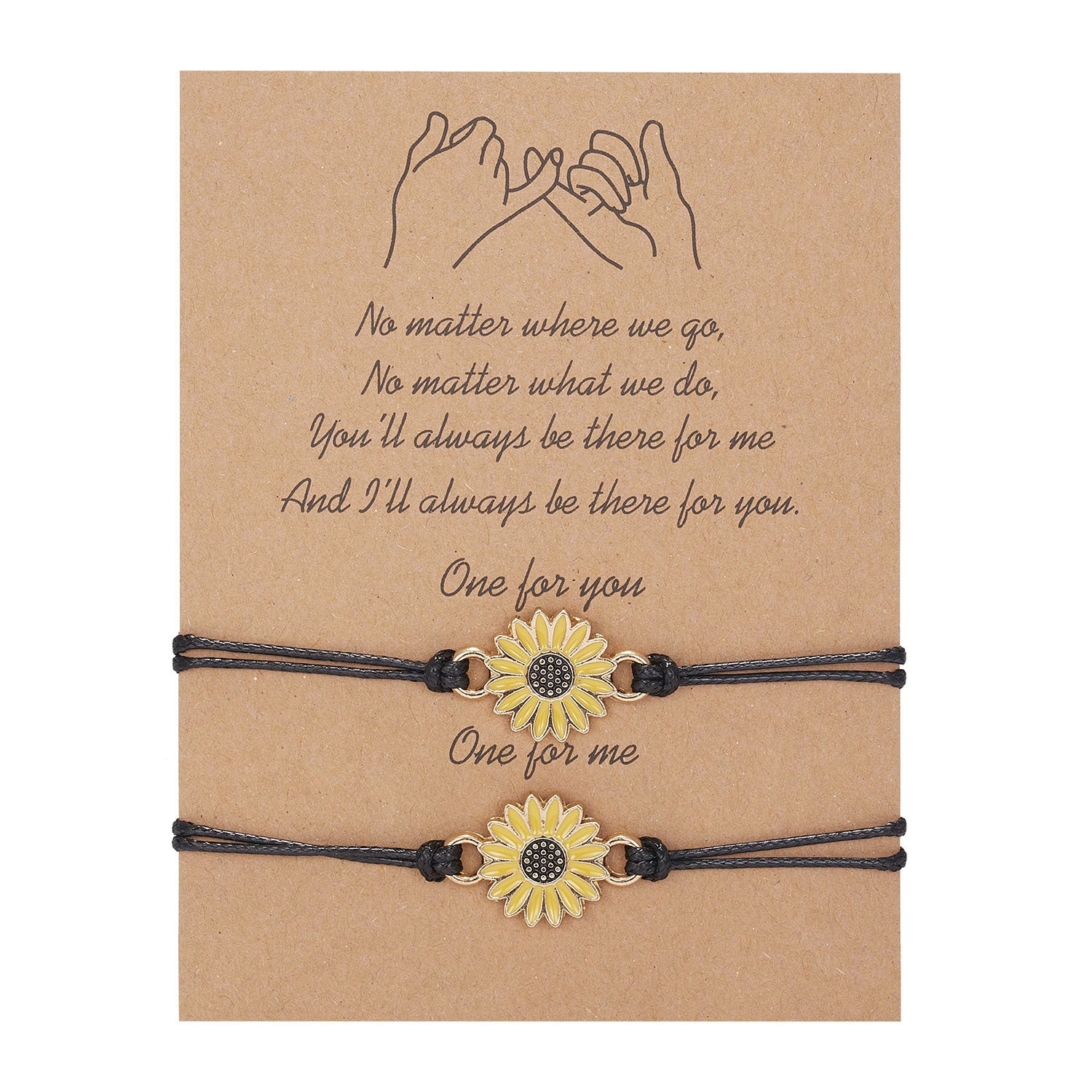 Wholesale Geometric 8-character Volcanic Stone Sunflower 2-piece Braided Adjustable Paper Card Bracelet