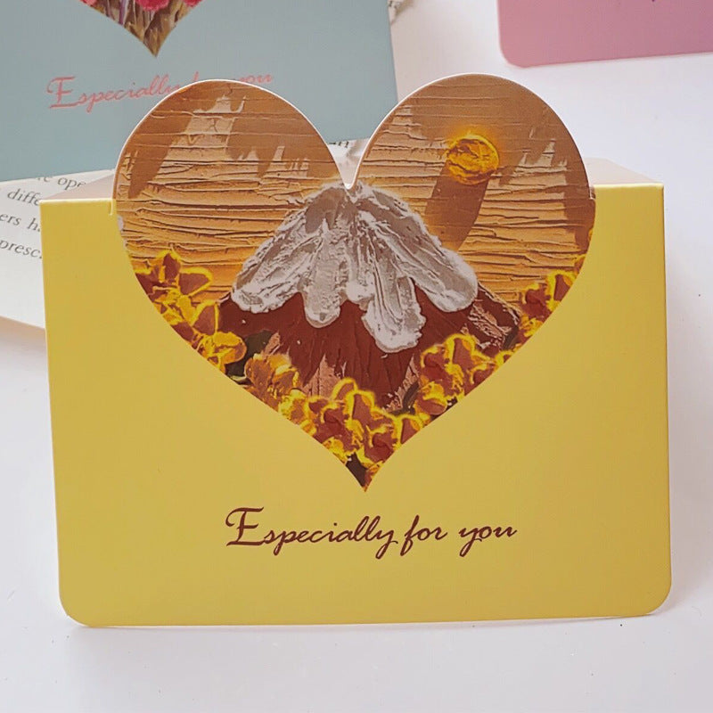 Wholesale of 10pcs/pack Mother's Day Love 3D Oil Painting Flowers Paper Greeting Cards