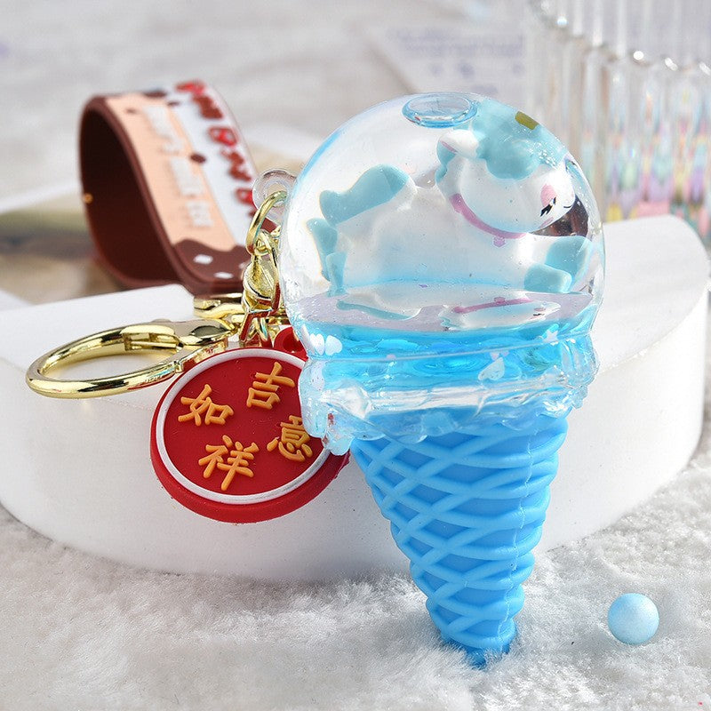 Wholesale Acrylic Ice Cream Crystal Ball Sand Flow Keychain