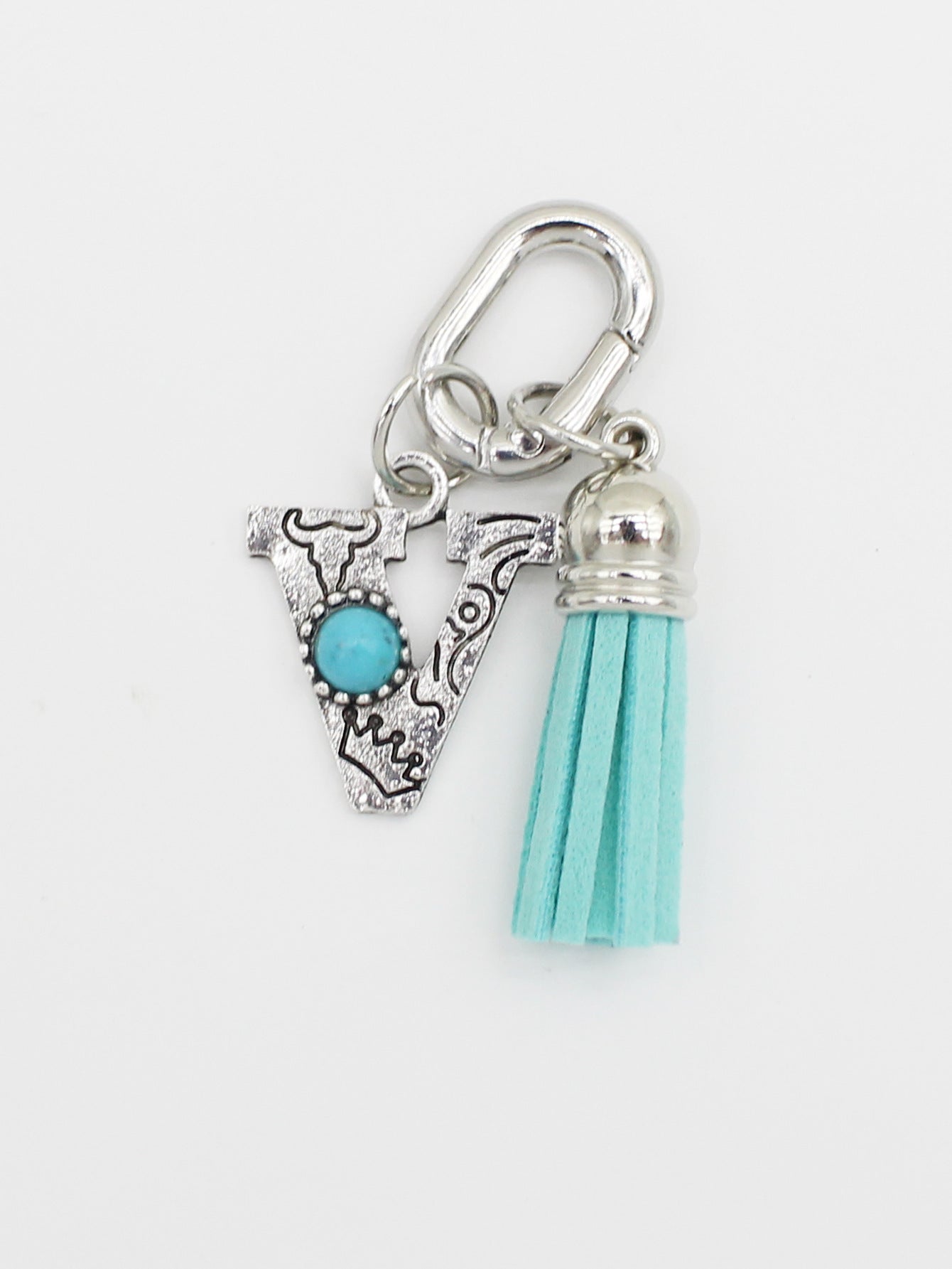 Wholesale ethnic style turquoise 26 letter tassel pendant