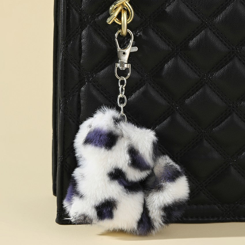 Wholesale Leopard Patterned Kitten Fur Ball Keychain
