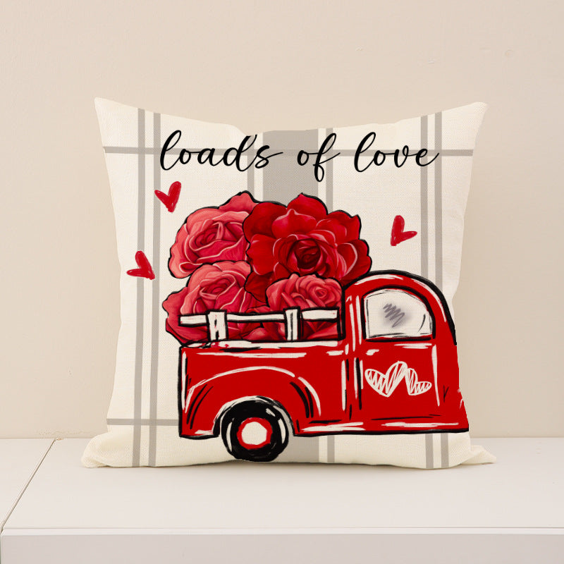 Wholesale Valentine' s Day Pillow Cover Love Imitation linen Pillow