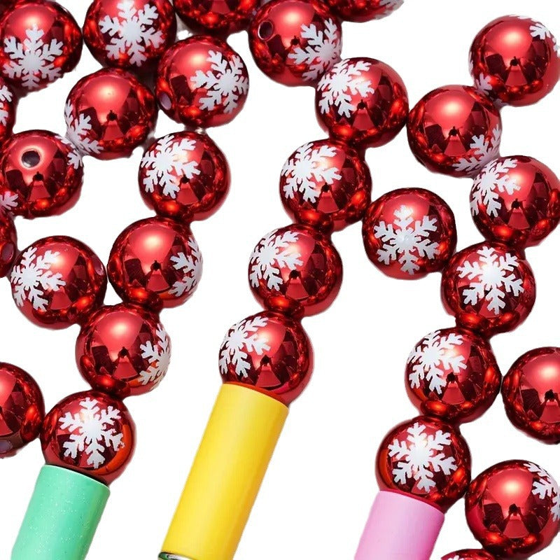 Wholesale 100PCS/PACK 16mm Christmas Red Snowflake Acrylic DIY Beads