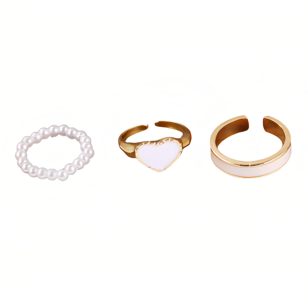 Wholesale Valentine's Day Heart-shaped Alloy Ring 3-piece Set