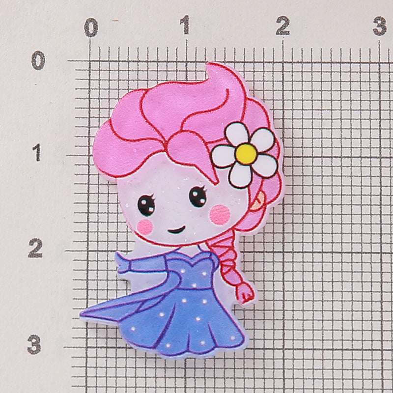 Wholesale  10pcs Acrylic Jewelry Accessories Cute Princess Girls Acrylic Flatback