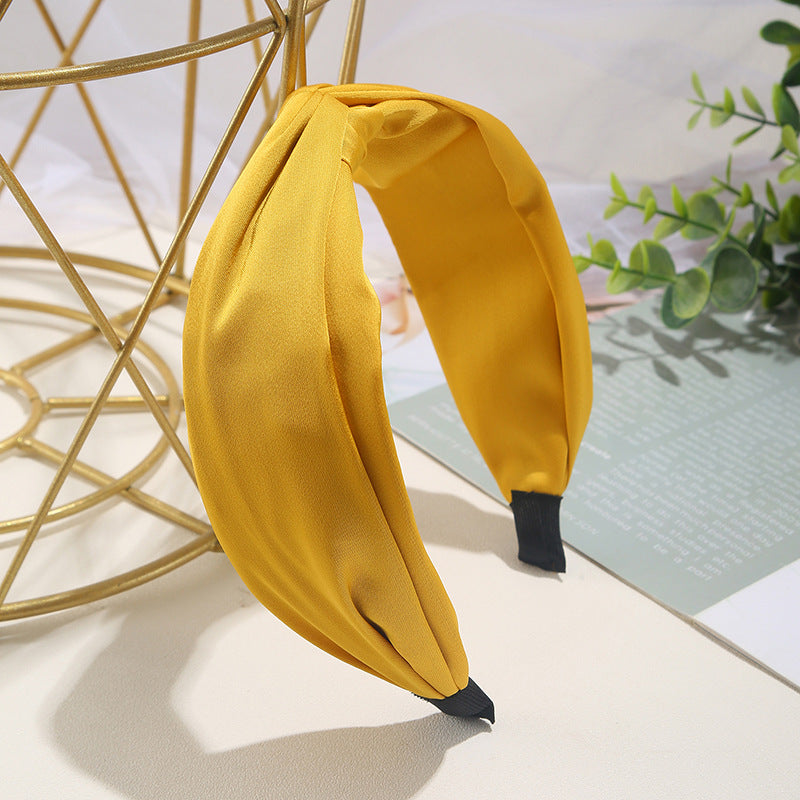 Wholesale Solid Color Knotted Fabric Wide Edge Headband