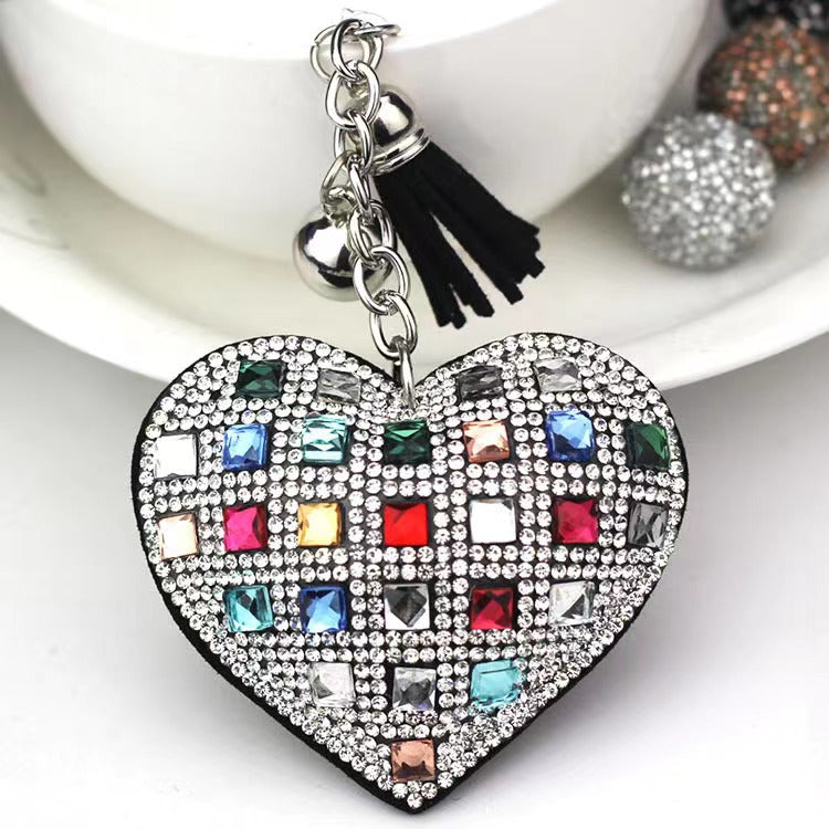 Wholesale 10PCS Diamond Heart Keychain
