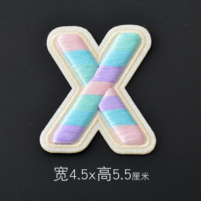 Wholesale Polyester 3D Embroidered Letter Patches Rainbow Self Adhesive DIY Fabric Appliques For Clothing Bags Shoes Hats Boutique Resale