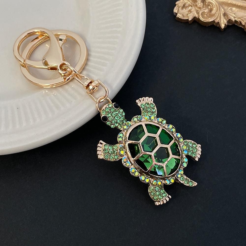 Wholesale Colorful Rhinestone Metal Cute Turtle Keychain