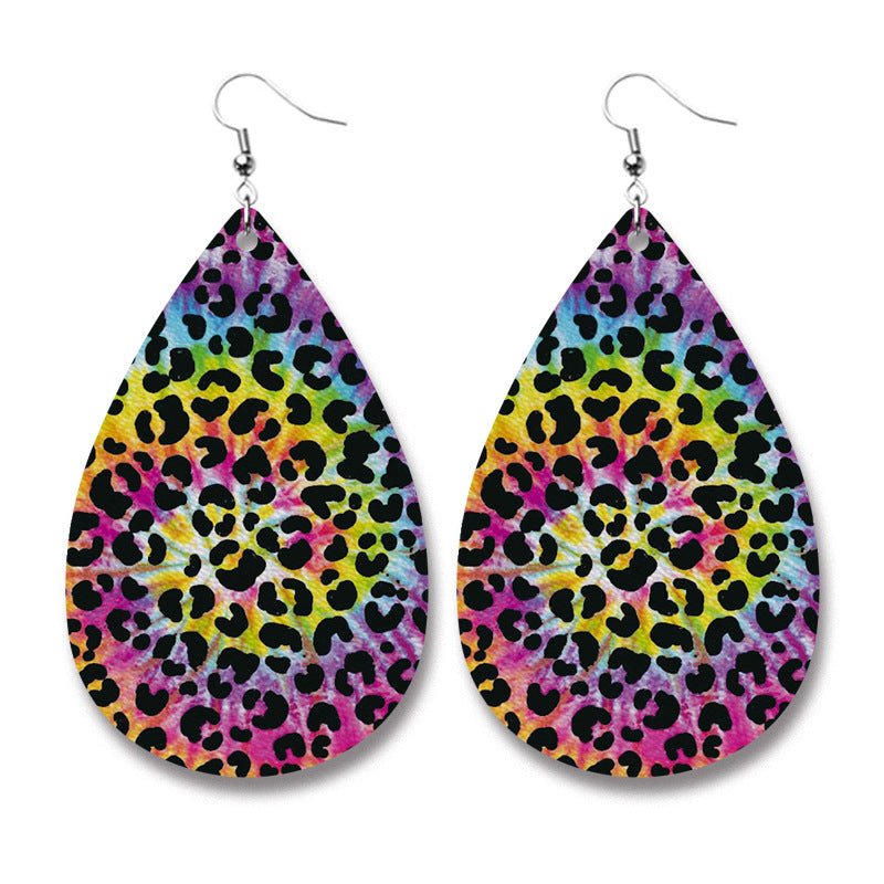Wholesale Christmas PU leather teardrop earrings