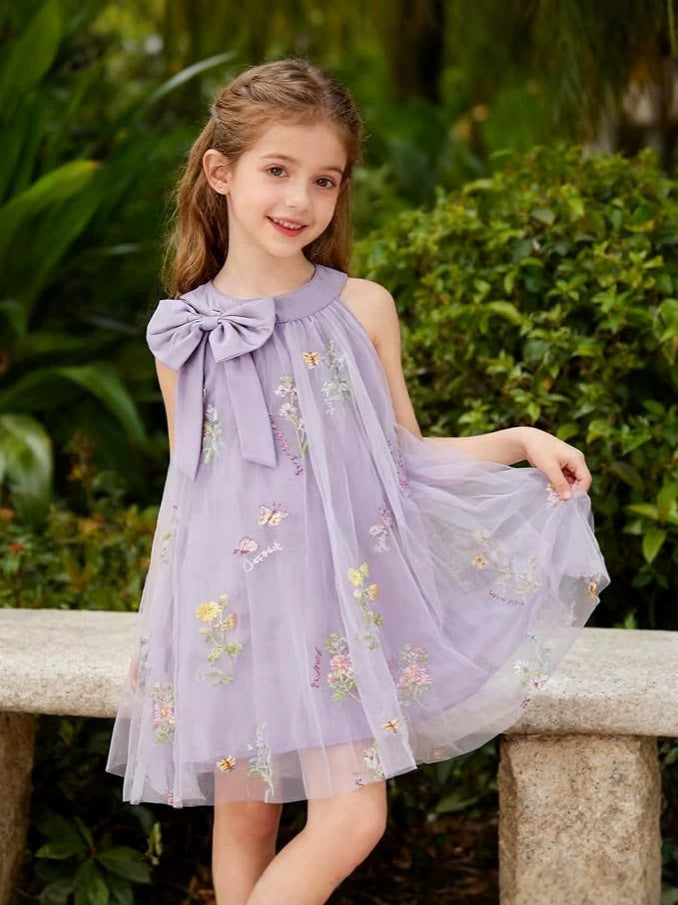 Wholesale Stylish Girls Polyester Summer Dress With Embroidery And Print For Everyday Casual Wear