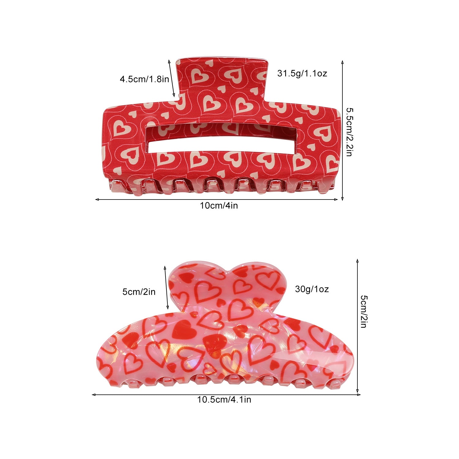 Wholesale Cross-border Hot Rose Love Printed Clip New Valentine's Day Atmosphere Women's Hairpin Shark Clip Hair Accessories